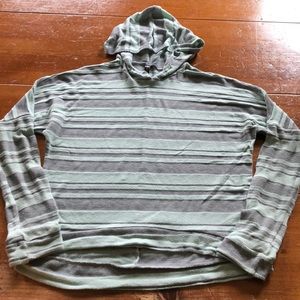 Light green and grey striped lightweight hoodie